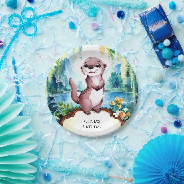 Little Joyful Otter Birthday Paper Plate (Party)
