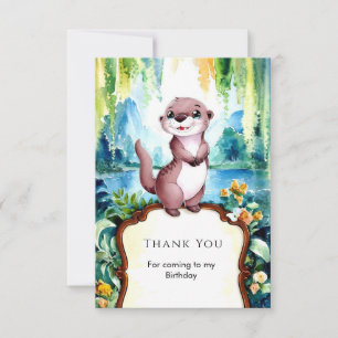 Little Joyful Otter Birthday Thank You Card