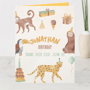 Little Jungle Animals Birthday Thank You Card