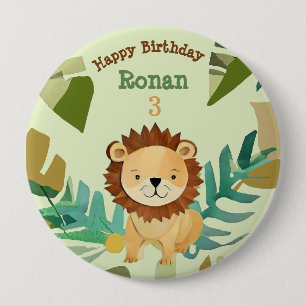 Little Jungle Prince Lion Birthday 4 Inch Round Button