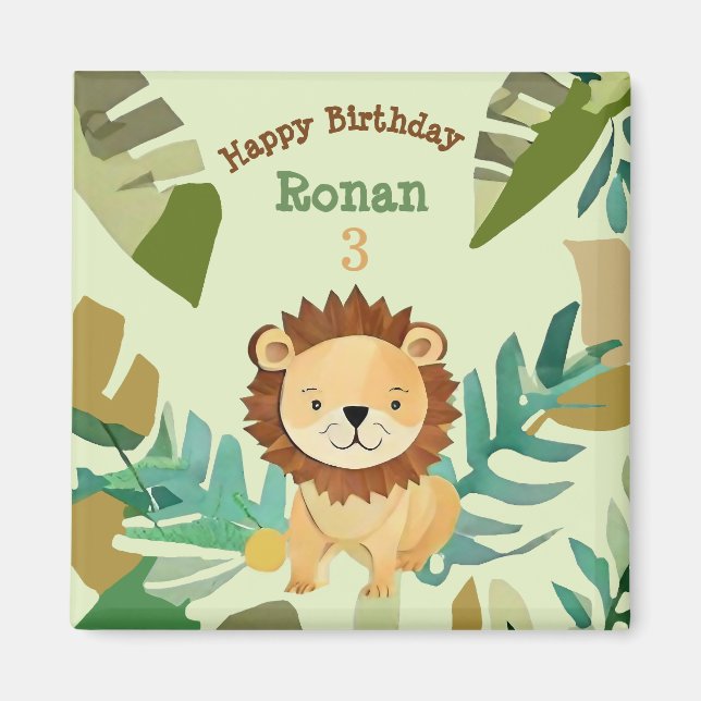 Little Jungle Prince Lion Birthday Magnet (Front)