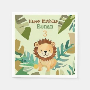 Little Jungle Prince Lion Birthday Napkin
