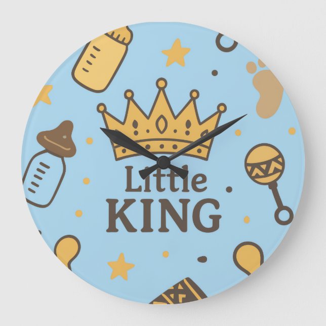 Little King Baby Shower  Large Clock (Front)