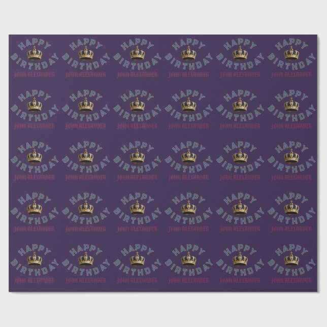 Little King First Birthday Invitation Wrapping Paper (Flat)