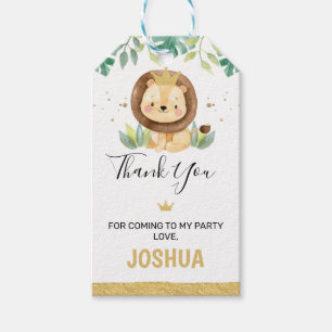 Little King Lion Crown Birthday Gift Tags