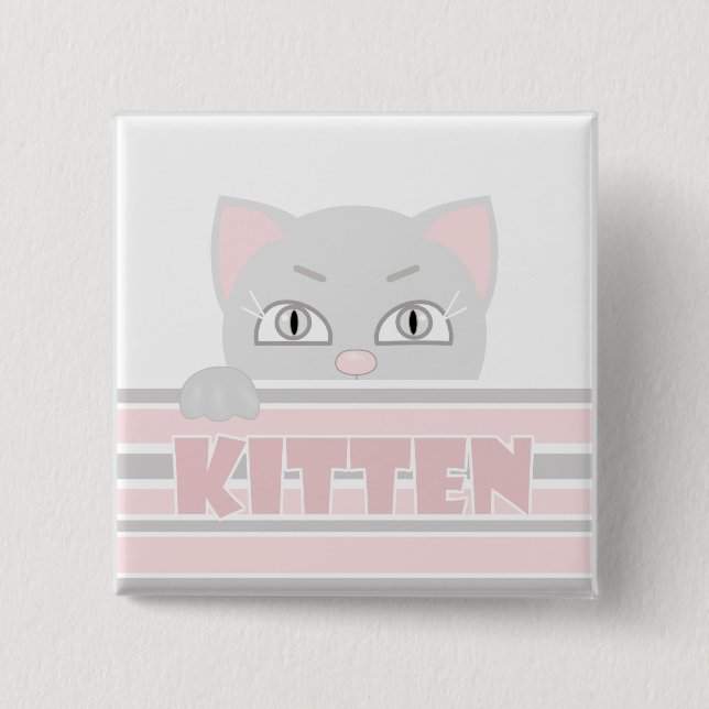 Little kitten 2 inch square button (Front)