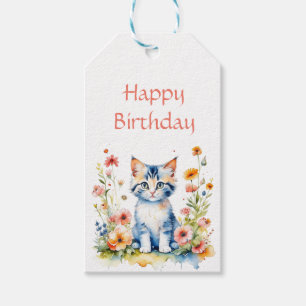 Little Kitten Girl's Birthday Party Personalized Gift Tags