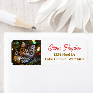 Little Kitten on Christmas Tree  