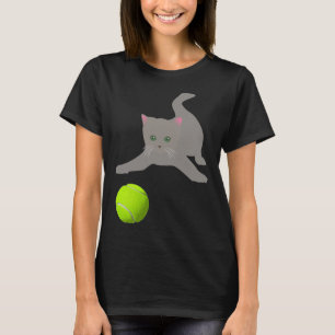 Little Kitten Playing With A Tennis Byll Cat  T-Shirt