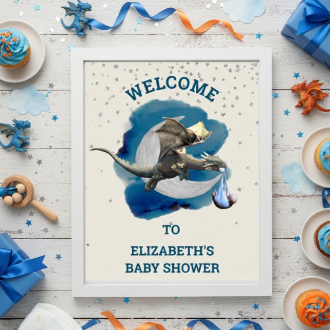  Little Knight Dragon Silver Star Baby Shower   Poster (Creator Uploaded)
