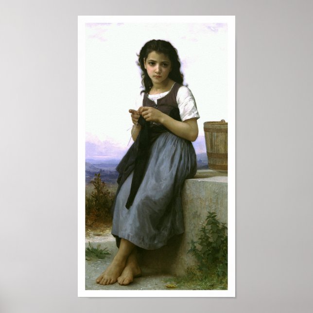 "Little Knitter"  William-Adolphe Bouguereau Poster (Front)