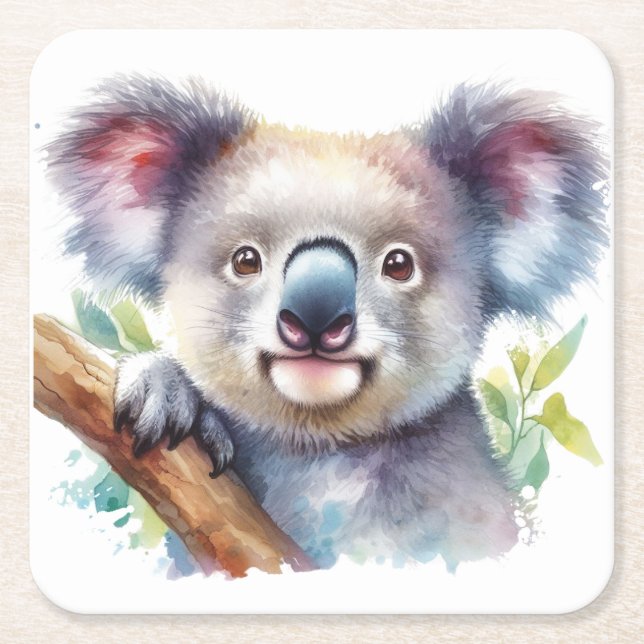  Little Koala Bear Australian Animal  Square Paper Coaster (Front)