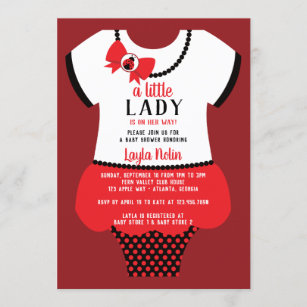Little Lady Baby Shower Invitation, Ladybug Invitation