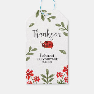 Little lady bug is on her way girl baby shower  gift tags