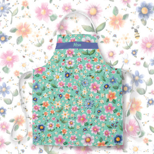 Little lady bugs, bumble bees, & flowers Pattern Apron