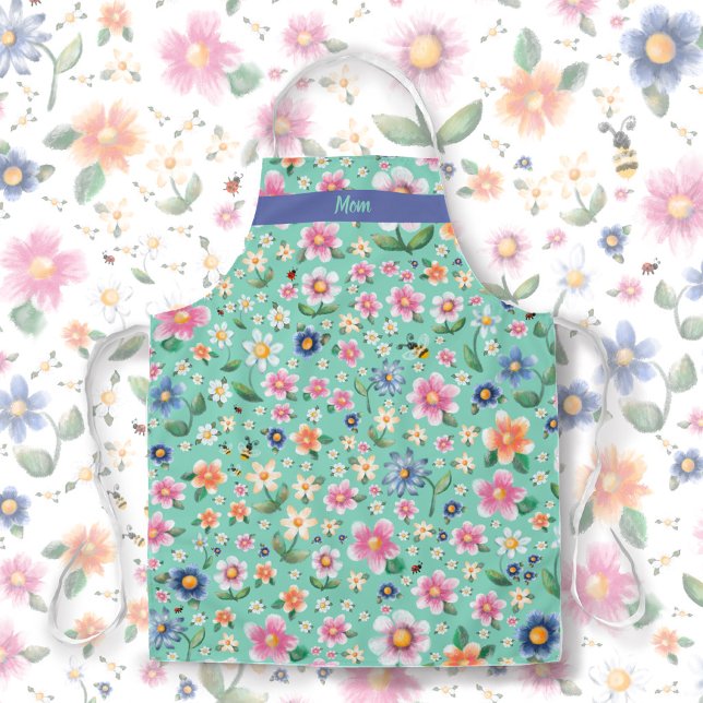 Little lady bugs, bumble bees, & flowers Pattern Apron (Creator Uploaded)