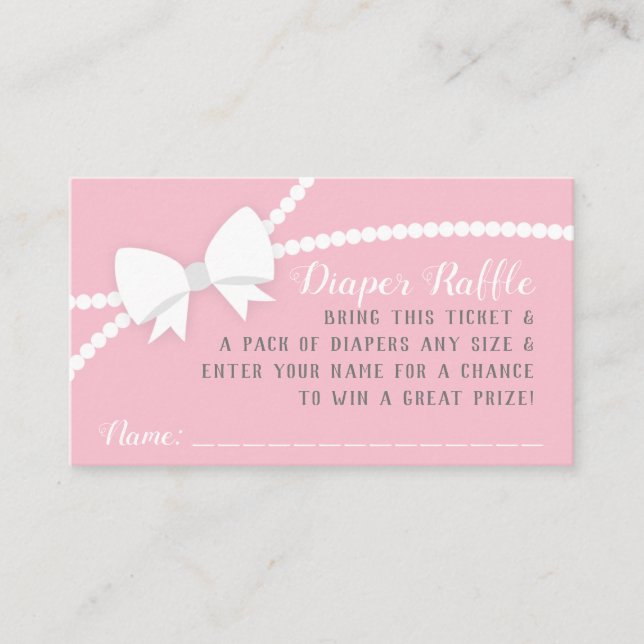 Little Lady Diaper Raffle Ticket, Pink, Grey Enclosure Card (Front)