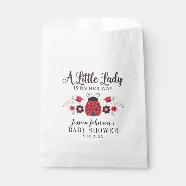 Little Lady Ladybug Girl Baby Shower  Favour Bag (Front)