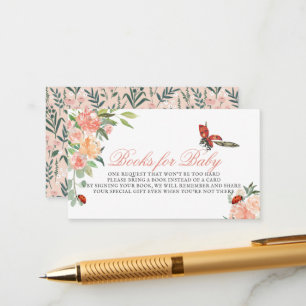 Little Lady Ladybug Roses Baby Shower Book Request Enclosure Card