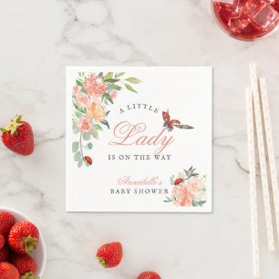 Little Lady Ladybug Roses Girl Baby Shower Napkin