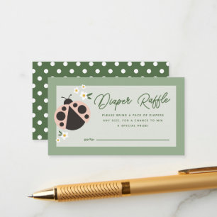 Little Lady Love Bug Sage Green Diaper Raffle Enclosure Card