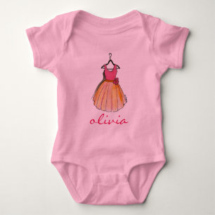Little Lady Personalized Pink Pretty Party Dress Baby Bodysuit