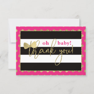 Little Lady Thank You Card, Faux Glittler/Foil