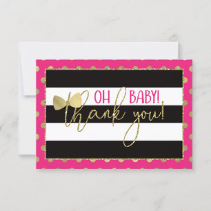 Little Lady Thank You Card, Faux Gold