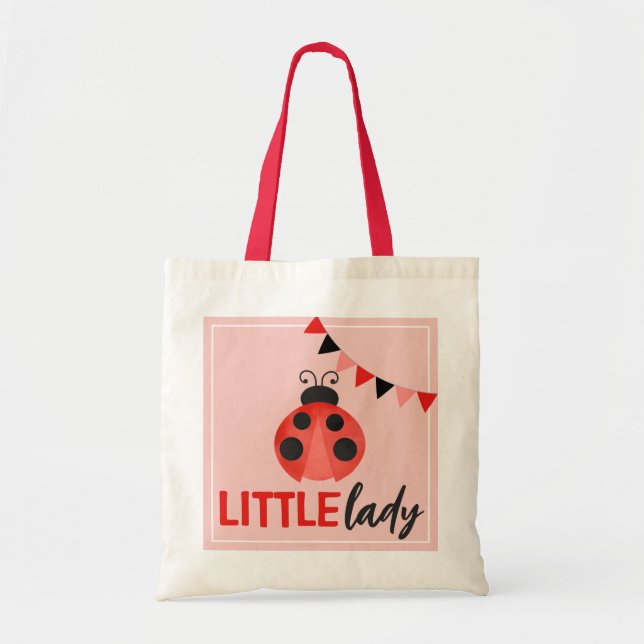 Little Lady Watercolor Ladybug Tote Bag (Devant)