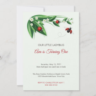 Little Ladybug 1st Birthday Party Invitation