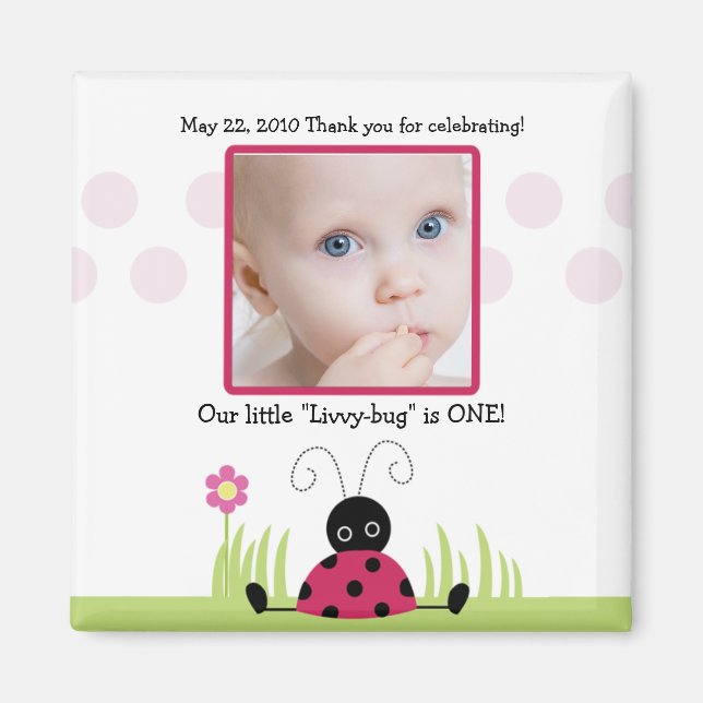 Little Ladybug Baby Shower / Birthday Favour Magne Magnet (Front)