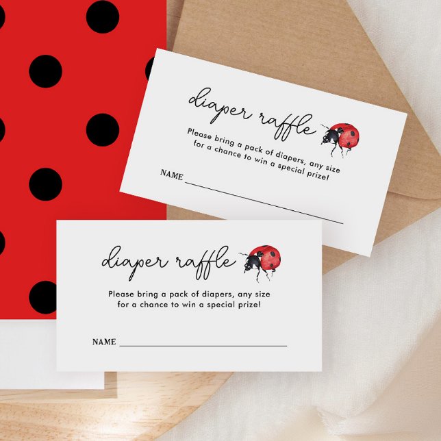 Little Ladybug Baby Shower Diaper Raffle Tickets Enclosure Card (Creator Uploaded)