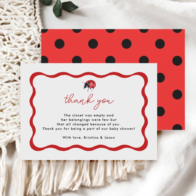 Little Ladybug Baby Shower Thank You Card (Creator Uploaded)