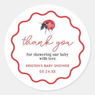 Little Ladybug Baby Shower Thank You Favours Classic Round Sticker