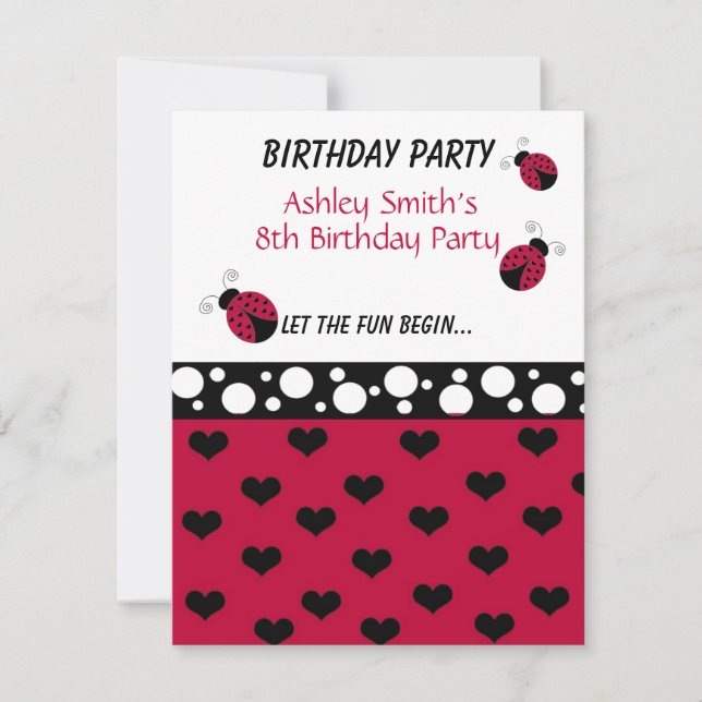 Little Ladybug Birthday Invitation (Front)