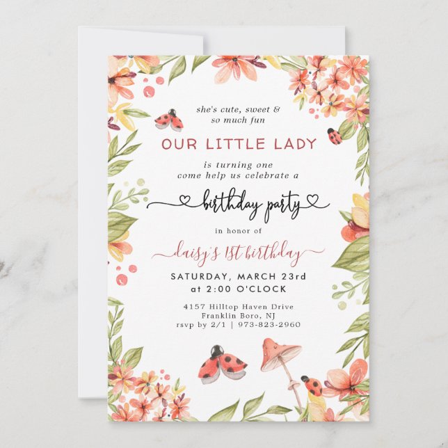 Little Ladybug | Birthday Party Invitation (Front)