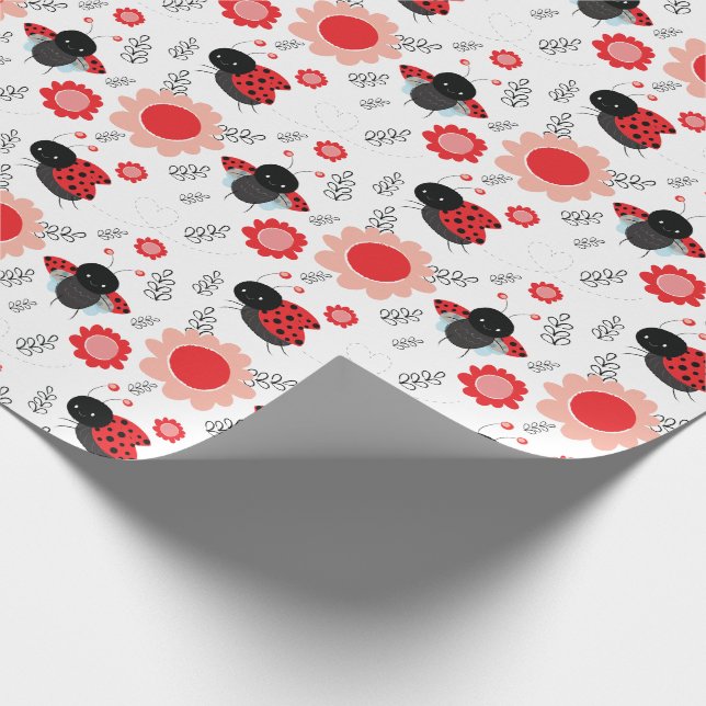 Little Ladybug Cute Pattern Party Wrapping Paper (Corner)