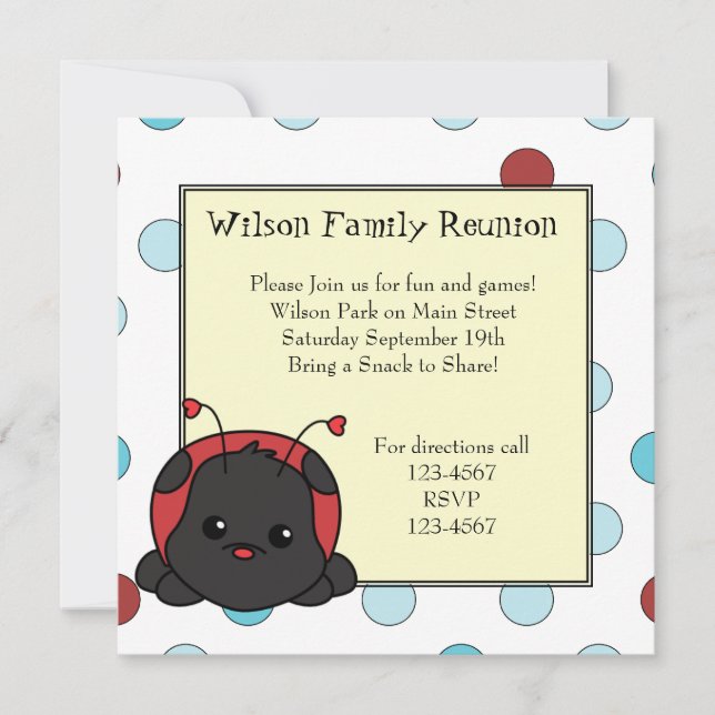 Little Ladybug Cutie Invitation (Front)