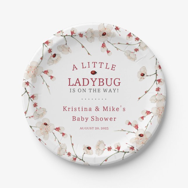 Little Ladybug Girl Vintage Paper Plate (Front)