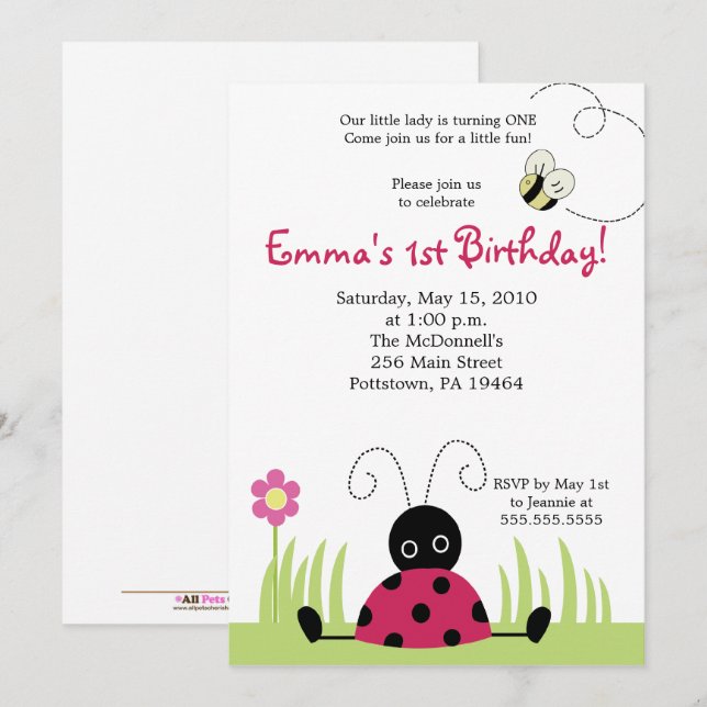 Little Ladybug Invite - Upated Link in Description (Front/Back)