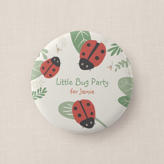 Little Ladybug Kid's Party Guest Button Favour (Ladybird Meadow - Party Favor Button)
