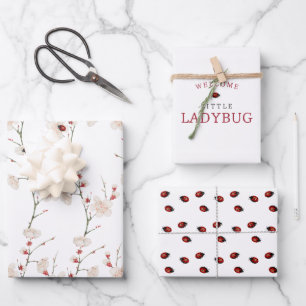 Little Ladybug Pattern Boho  Wrapping Paper Sheet