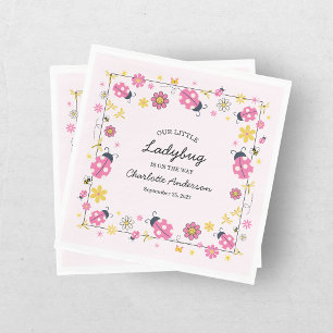 Little Ladybug Pink Girl Baby Shower  Napkin