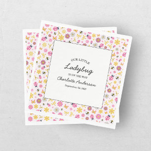 Little Ladybug Pink Girl Baby Shower  Napkin