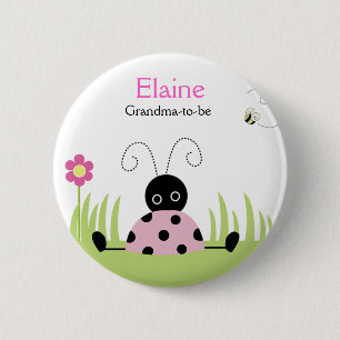 Little Ladybug Pink NAME TAG Personalized Button