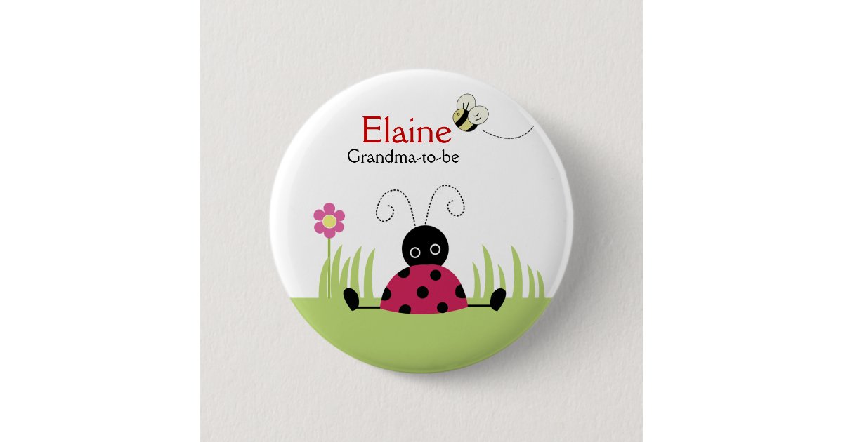 little ladybug red name tag personalized button zazzleca