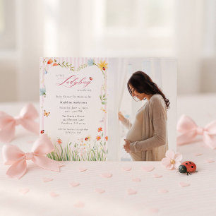 Little Ladybug Wildflower Baby Shower Photo Invitation