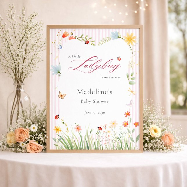 Little Ladybug Wildflower Baby Shower Welcome Poster (Creator Uploaded)