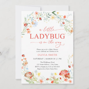 Little Ladybug Wildflower Girl Baby Shower Invitation