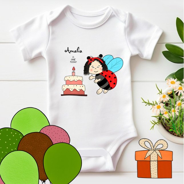 Little ladybug with cake baby bodysuit (Creator Uploaded)